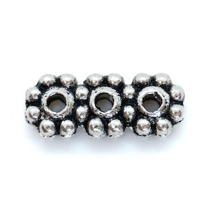 Tibetan Style Three-Hole Spacer Bar  10mm x 4mm