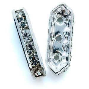 Connectors: 3 Hole Rhinestone Spacer Bar 18mm x 6mm x 3.5mm