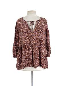 Stella + Gemma - Brown & Pink Blouse (Size 16)