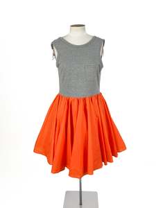 Designer: Karen Walker - Grey & Orange Midi Dress (Size 12)