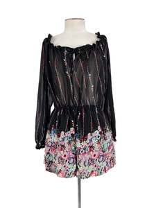 Ruby - Black & Multicoloured Playsuit (Size 10)