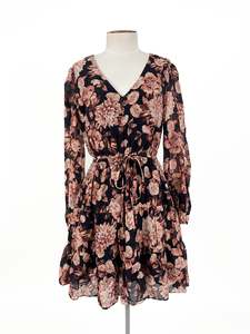 Final Clearance: Forever New - Black & Orange Mini Dress (Size 10)