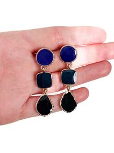 Accessories: Unknown Brand - Navy & Black Earrings (Size OS)