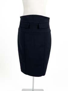 Midi Skirts: CUE | Black Workwear Skirt | Size 10