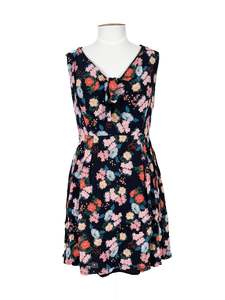Alannah Hill - Black & Multicoloured Midi Dress (Size 14)