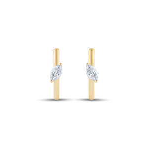 All: 9k Yellow Gold Marquise Lab Diamond Hoop Earrings