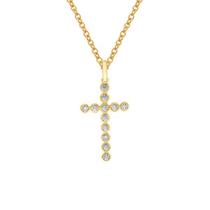 9k Yellow Gold Lab Diamond Cross Pendant