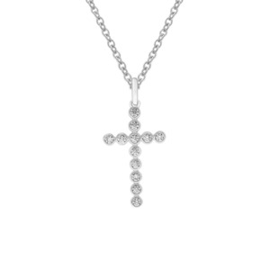 All: 9k White Gold Lab Diamond Cross Pendant