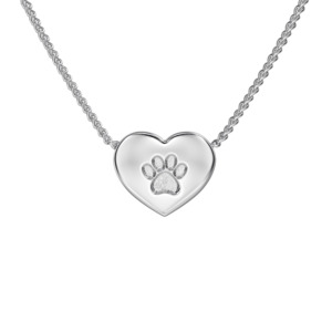 All: Love in a Jewel Paw Print Love Heart Pendant