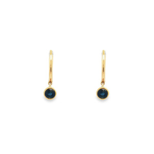 9k Yellow Gold Sapphire Bezel Huggie Earrings
