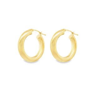Earrings: 9k Yellow Gold Round Tube Creole Earrings