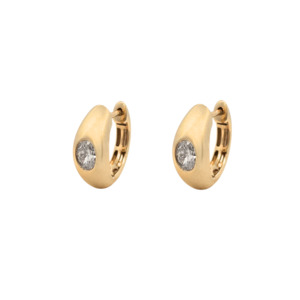Earrings: 9k Yellow Gold Oval Lab Diamond Wide Hoop Earrings