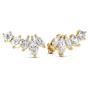 Earrings: Marquise & Round Brilliant Cut 5-Stone Stud Earrings