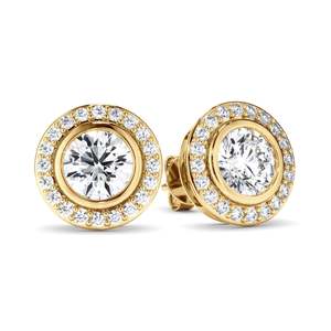 Earrings: Round Brilliant Cut Diamond Halo Stud Earrings