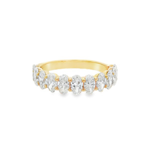 Rings: 9k Yellow Gold 'Avery' Oval Lab Diamond Half Eternity Band