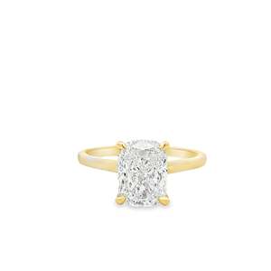 14k Yellow Gold 'Soraya' 3ct Elongated Cushion Hidden Halo Solitaire