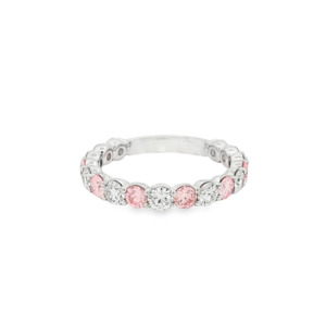 Diamond Jewellery: 9k White Gold White & Pink Lab Diamond Ring