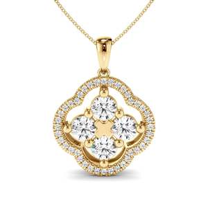 Pendants: Round Brilliant Cut Diamond Clover Pendant