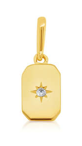 Gifts Under 250: 9k Yellow Gold Mini Rectangle Star Set Charm Pendant