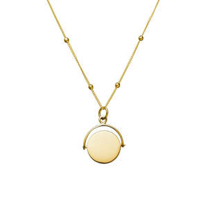 Gold Plated Necklace Featuring Spin-Disc Pendant