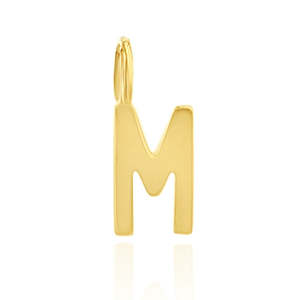 9k Yellow Gold Mini M Initial Charm Pendant