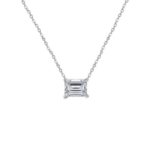 Sterling Silver 'Elegance' East West Emerald Cut Necklace