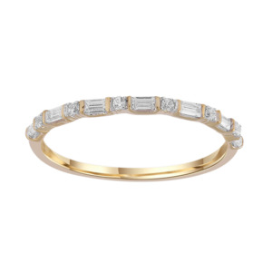 9k Yellow Gold Alternating Baguette Diamond Band