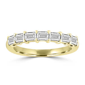 Wedding Bands: 18k Yellow Gold 1.40ct Emerald Cut Lab Diamond Ring
