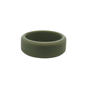 Mens Wedding Bands: Olive Flat Beveled Edge Silicone Band