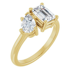 'Elodie' Pear & Emerald Cut Toi et Moi Two Stone Ring