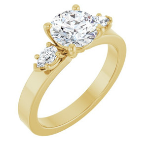'Dahlia' Round & Pear Wide Band Trilogy Ring