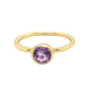 Gold Plated 'Neso' Amethyst Bezel Ring