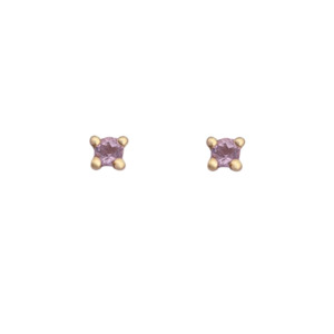 Amethyst: 9k Yellow Gold 2mm Amethyst Stud Earrings