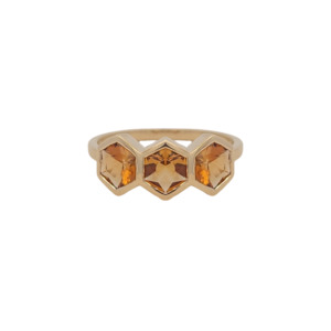 9k Yellow Gold 'Hexa' Citrine Honeycomb Ring