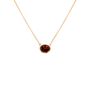 Garnet: 9k Yellow Gold Garnet Bezel Necklace