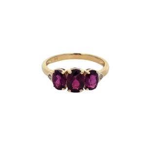 9k Yellow Gold 'Amora' Rhodolite Garnet & Diamond Ring