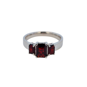 Sterling Silver 'Trielle' Trilogy Garnet Ring