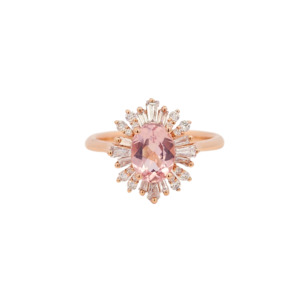 18k Rose Gold Morganite & Diamond Modern Ballerina Ring