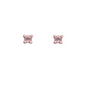 Morganite: 9k Rose Gold 2mm Morganite Stud Earrings