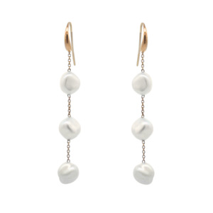 Pearl: 9k Yellow Gold Lumine Keshi Pearl Drop Hook Earrings