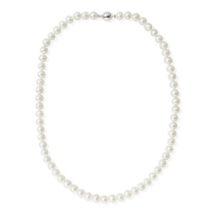 Sterling Silver 6-7mm White Semi-Round Strand Fresh Water Pearls