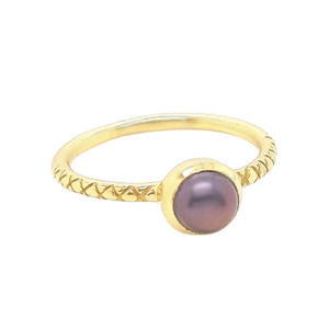 Pearl: Gold Plated 'Carme' Pearl Bezel Ring