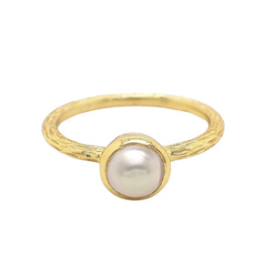 Gold Plated 'Ersa' Pearl Bezel Ring