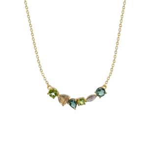 Gold Plated 'Amalthea' Mixed Stone Necklace