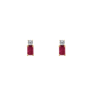 9k Yellow Gold Ruby & Diamond Stud Earrings