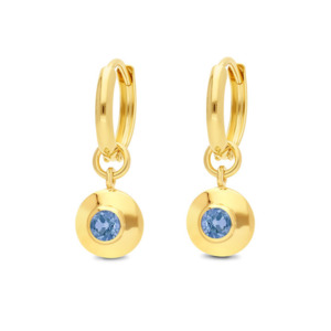 9k Yellow Gold Sapphire Disc Drop Earrings