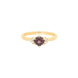 9k Yellow Gold Hexagon Spinel & Diamond Ring
