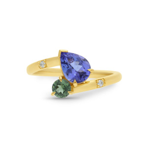 9k Yellow Gold Tanzanite & Tourmaline Ring