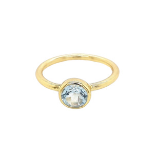 Gold Plated 'Neso' Blue Topaz Bezel Ring