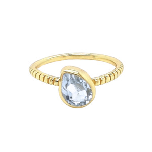 Gold Plated 'Metis' Blue Topaz Bezel Ring